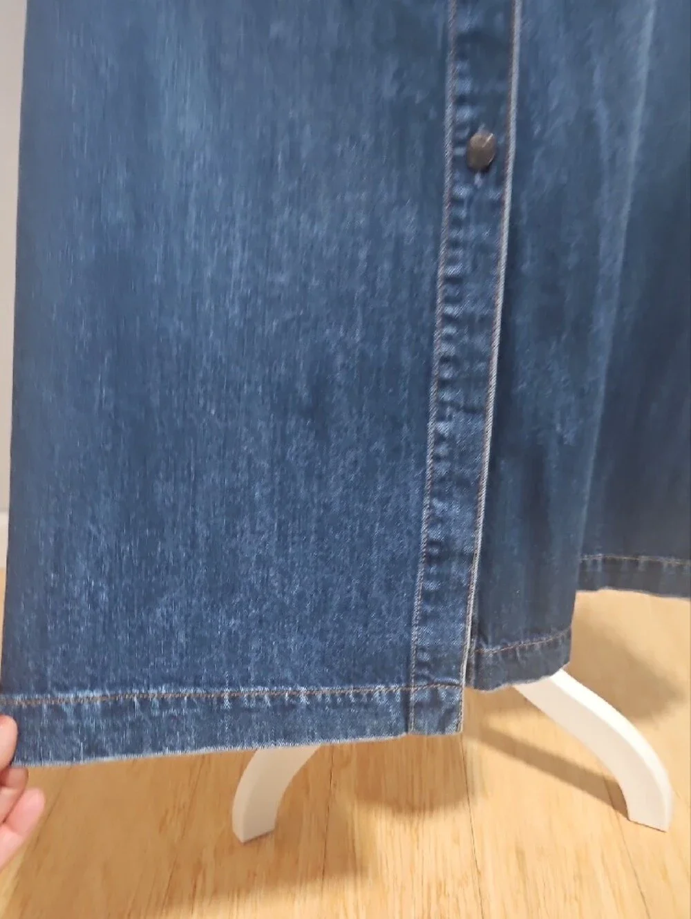 Gaelle Paris Denim Button-Front Maxi Skirt - Dark Blue